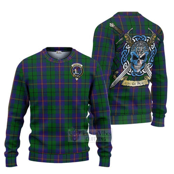 Carmichael Tartan Ugly Sweater with Family Crest Celtic Skull Style