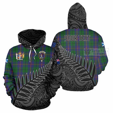 Carmichael Crest Tartan Hoodie with New Zealand Silver Fern Half Style