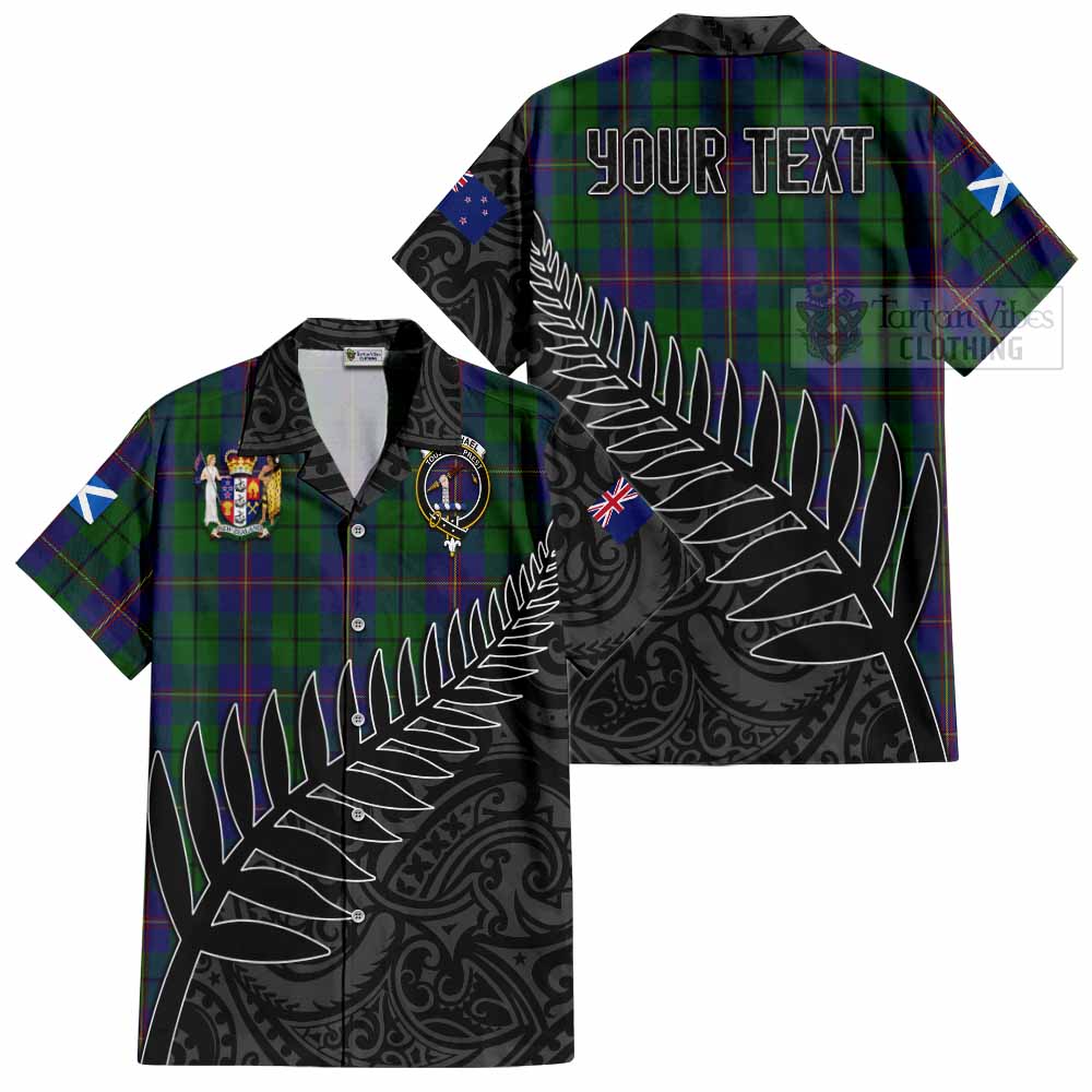 Tartan Vibes Clothing Carmichael Crest Tartan Short Sleeve Button Shirt with New Zealand Silver Fern Half Style