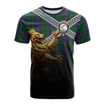Carmichael Crest Tartan Cotton T-shirt with Golden Lion Emblem Celtic Style Kid's Shirt - Tartan Vibes Clothing