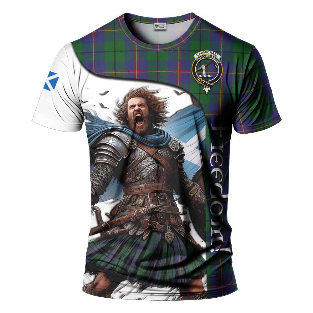 Carmichael Crest Tartan T-Shirt Inspired by the Freedom of Scottish Warrior