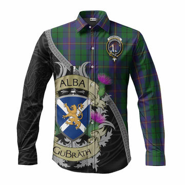 Carmichael Tartan Family Crest Long Sleeve Button Shirt Lion Rampant Royal Thistle Shield Celtic Inspired Men's Shirt S - Tartan Vibes Clothing