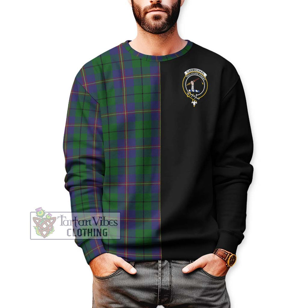 Carmichael Tartan Sweatshirt with Family Crest and Half Of Me Style Unisex - Tartanvibesclothing Shop