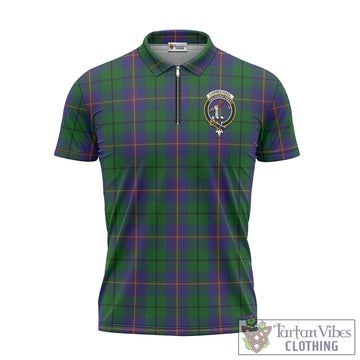 Carmichael Tartan Zipper Polo Shirt with Family Crest