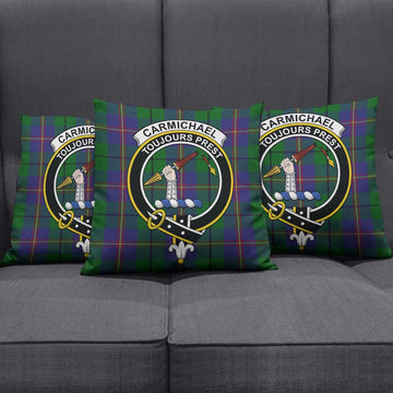 Carmichael Tartan Pillow Cover with Family Crest