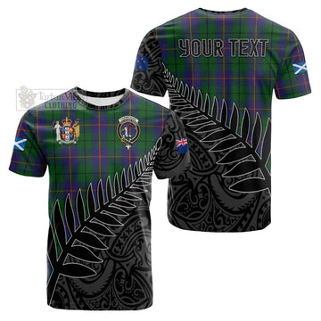 Carmichael Crest Tartan Cotton T-shirt with New Zealand Silver Fern Half Style