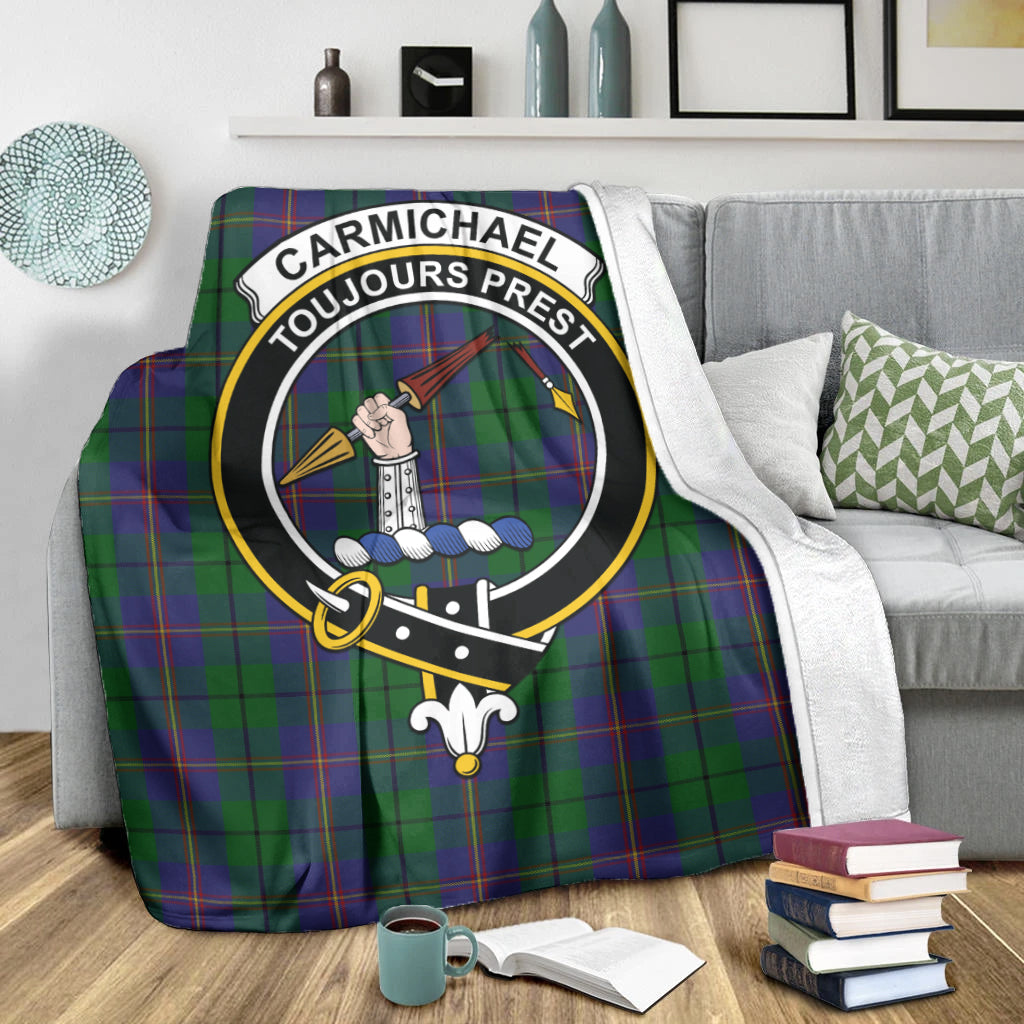 Carmichael Tartan Blanket with Family Crest X-Large 59 x 79 inches 150 x 200 cm - Tartan Vibes Clothing