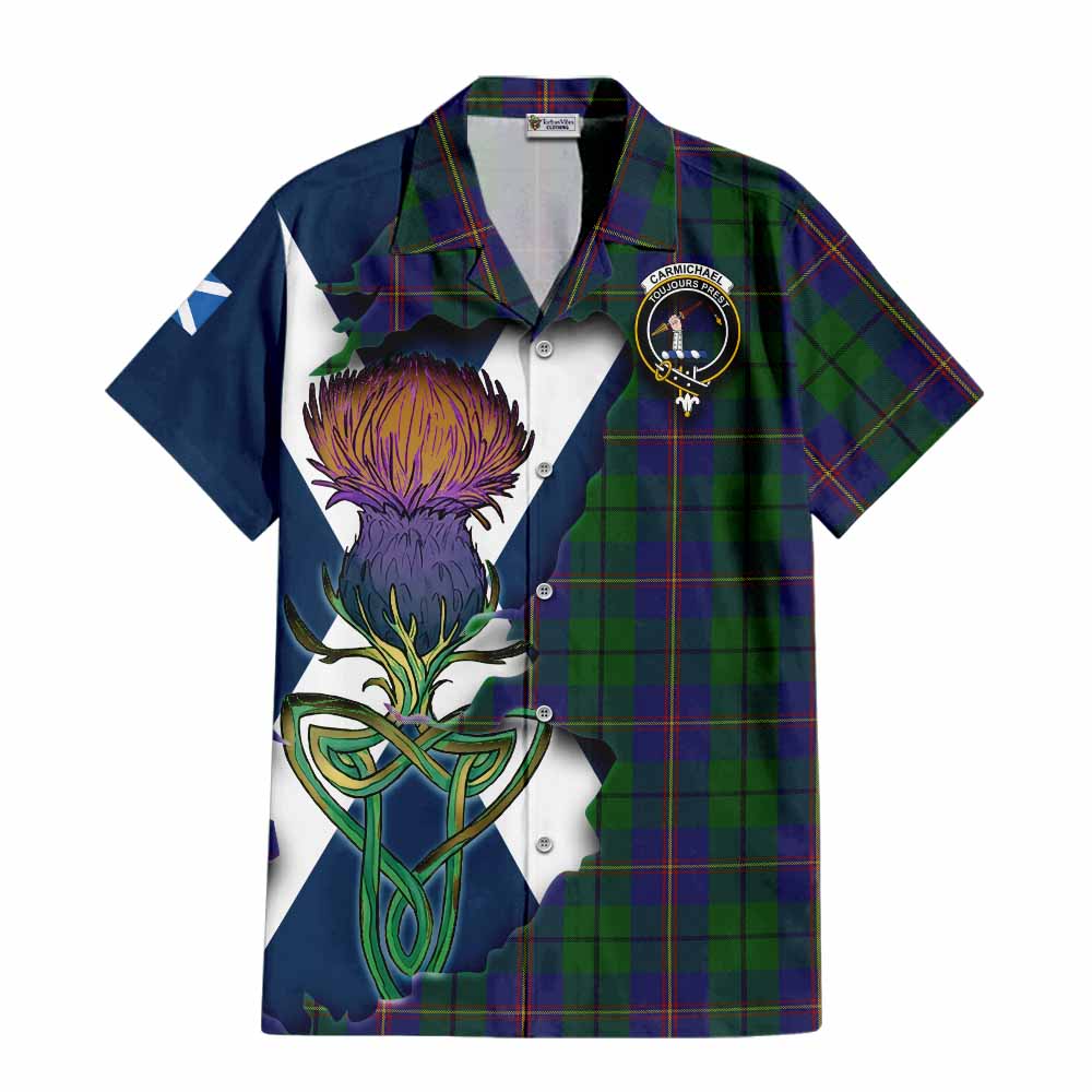 Carmichael Tartan Family Crest Hawaiian Shirt Scottish Thistle Celtic Inspired Kid - Tartan Vibes Clothing