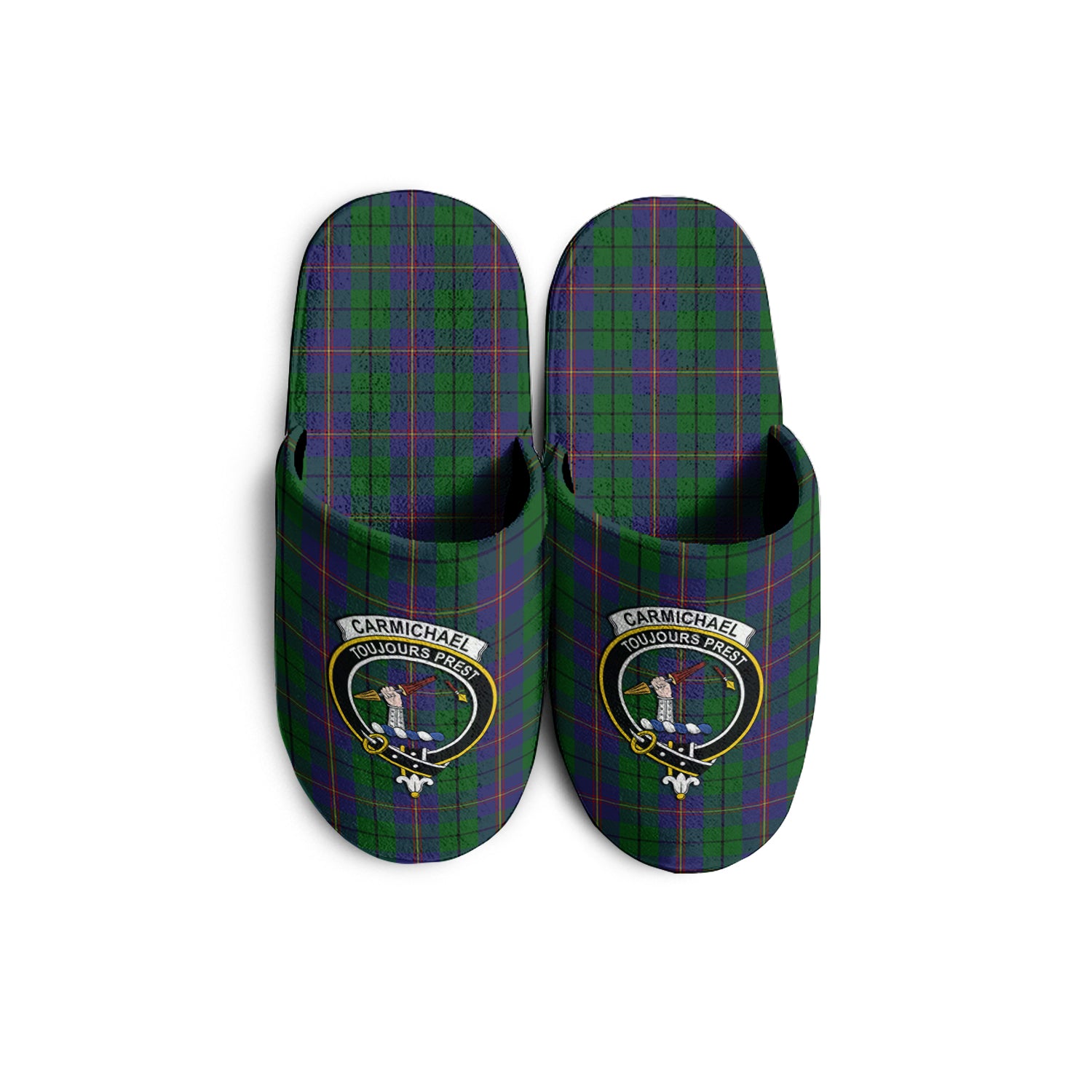 Carmichael Tartan Home Slippers with Family Crest - Tartanvibesclothing