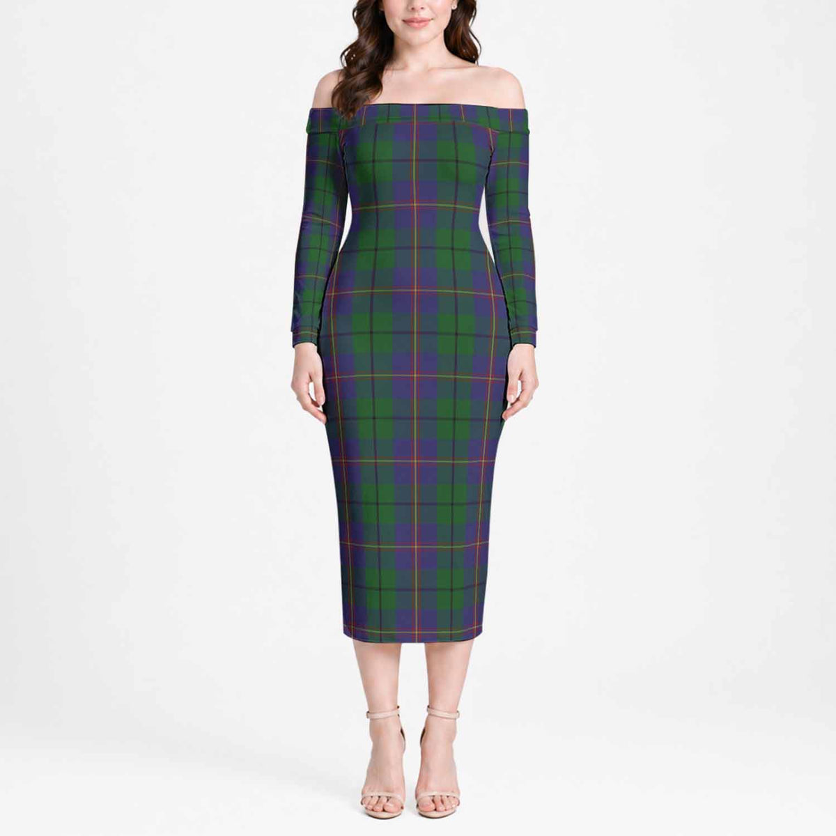 Carmichael Tartan Off Shoulder Lady Dress Women's Dress - Tartan Vibes Clothing