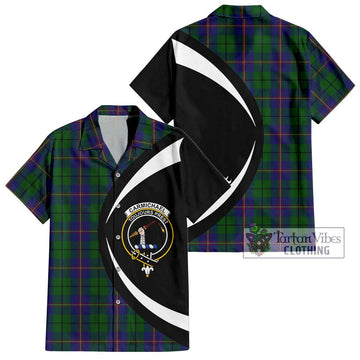 Carmichael Tartan Short Sleeve Button Up with Family Crest Circle Style