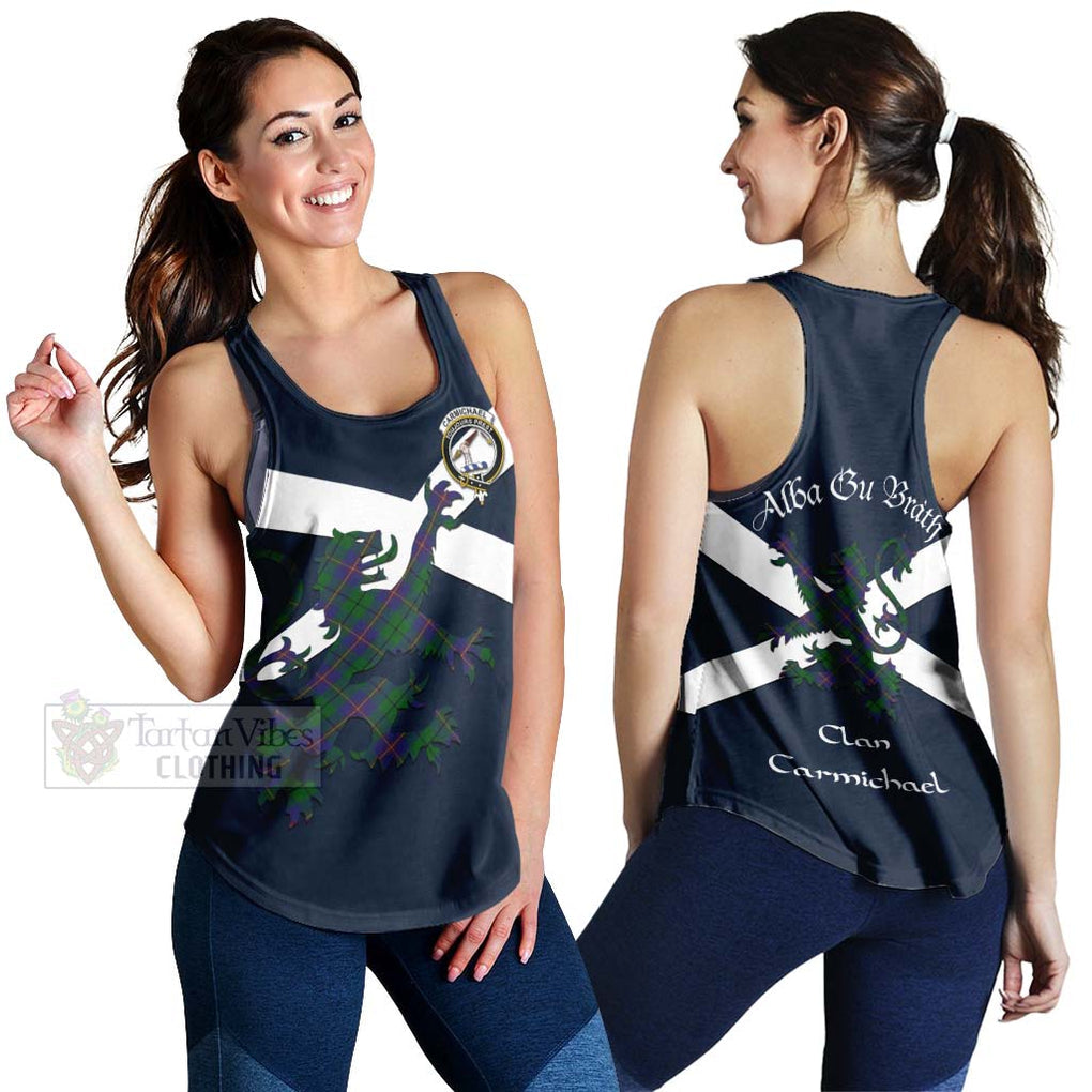 Tartan Vibes Clothing Carmichael Tartan Lion Rampant Women's Racerback Tanks – Proudly Display Your Heritage with Alba Gu Brath and Clan Name