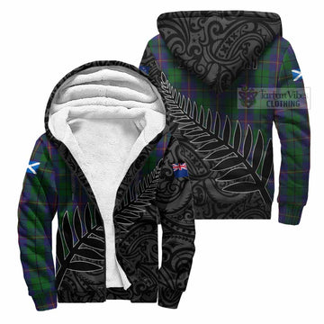 Carmichael Crest Tartan Sherpa Hoodie with New Zealand Silver Fern Half Style