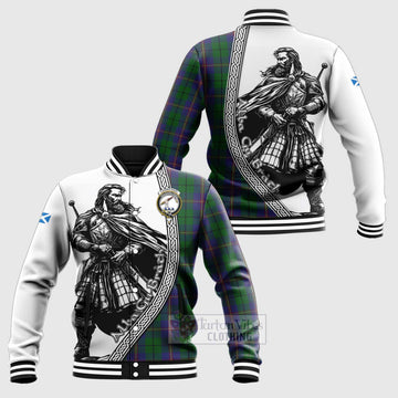 Carmichael Tartan Clan Crest Baseball Jacket with Highlander Warrior Celtic Style Unisex - Tartan Vibes Clothing
