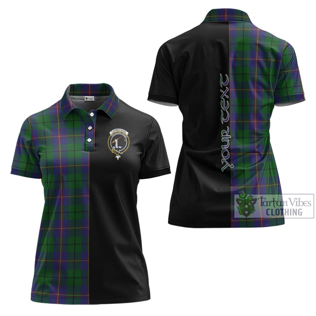 Carmichael Tartan Women's Polo Shirt with Family Crest and Half Of Me Style Women - Tartanvibesclothing Shop