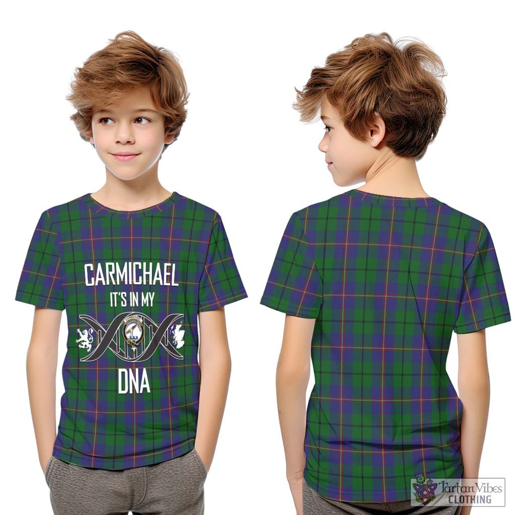 Carmichael Tartan Kid T-Shirt with Family Crest DNA In Me Style Youth XL Size14 - Tartanvibesclothing Shop