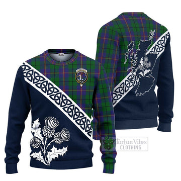 Carmichael Tartan Ugly Sweater Featuring Thistle and Scotland Map