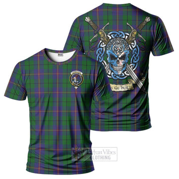 Carmichael Tartan T-Shirt with Family Crest Celtic Skull Style