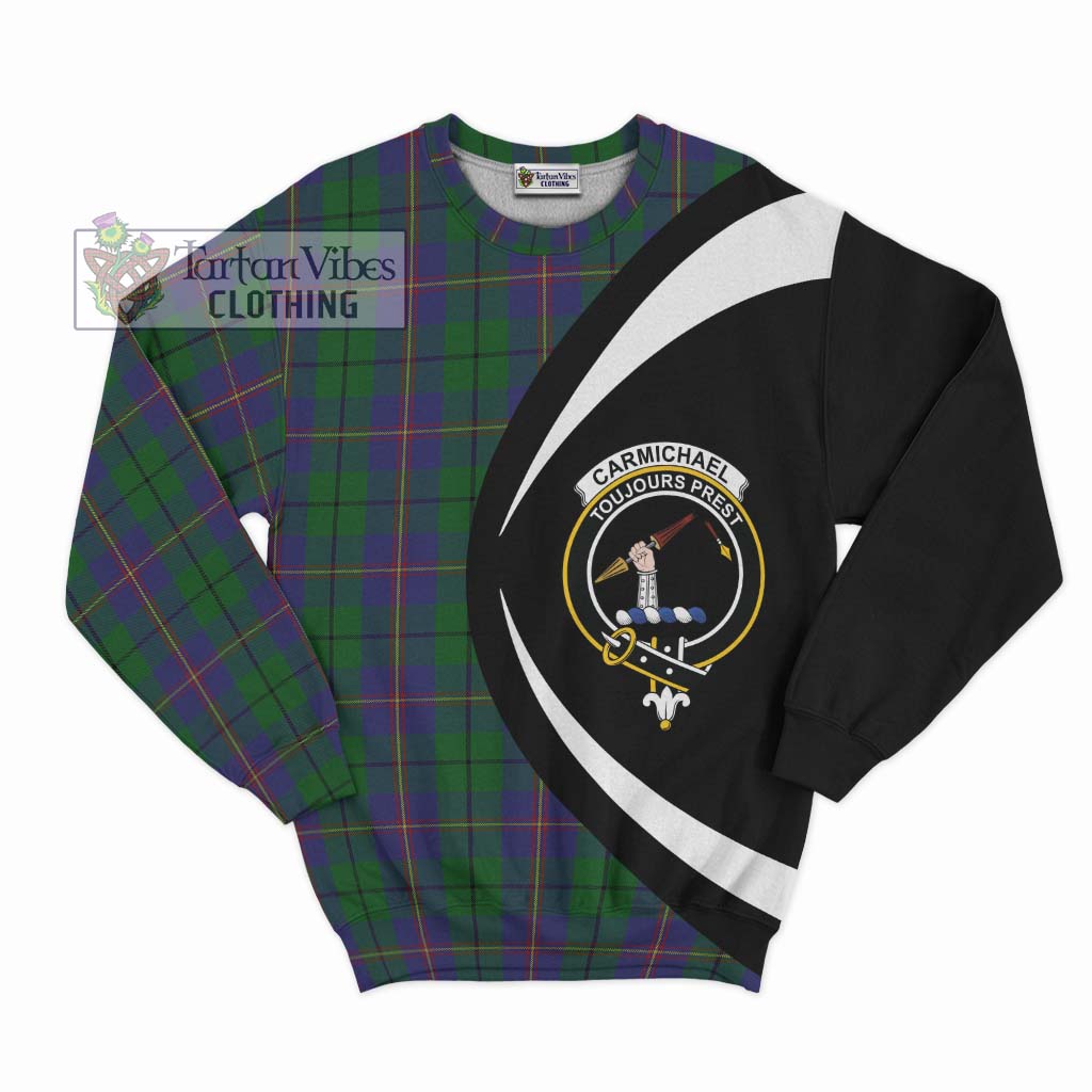 Carmichael Tartan Sweatshirt with Family Crest Circle Style Unisex - Tartan Vibes Clothing