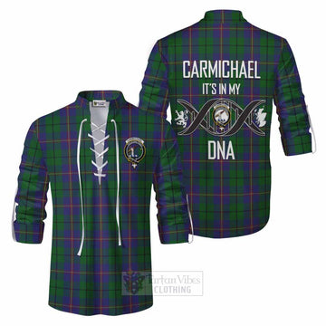 Carmichael Tartan Ghillie Kilt Shirt with Family Crest DNA In Me Style