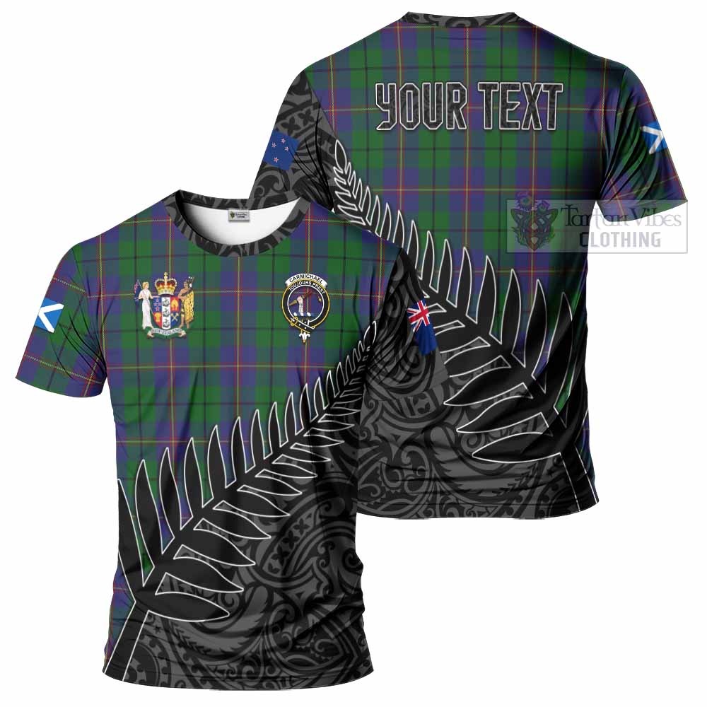 Tartan Vibes Clothing Carmichael Crest Tartan T-Shirt with New Zealand Silver Fern Half Style