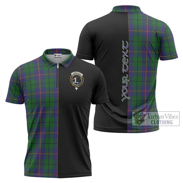 Carmichael Tartan Zipper Polo Shirt with Family Crest and Half Of Me Style