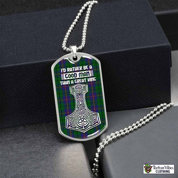 Carmichael Tartan Dog Tag Necklace Viking Mjolnir Style