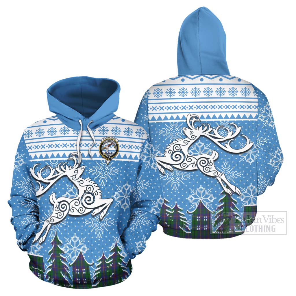 Tartan Vibes Clothing Carmichael Clan Christmas Hoodie Celtic Reindeer Style