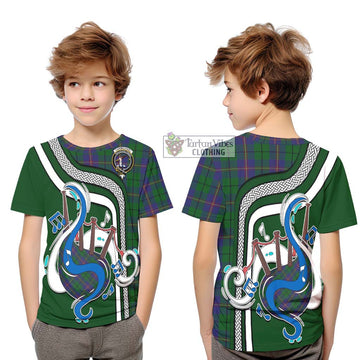 Carmichael Tartan Kid T-Shirt with Epic Bagpipe Style