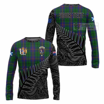 Carmichael Crest Tartan Long Sleeve T-Shirt with New Zealand Silver Fern Half Style