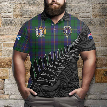 Carmichael Crest Tartan Polo Shirt with New Zealand Silver Fern Half Style