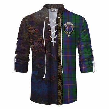 Carmichael Tartan Family Crest Ghillie Kilt Shirt Alba Gu Brath Be Brave Lion Ancient Style Men - Tartan Vibes Clothing