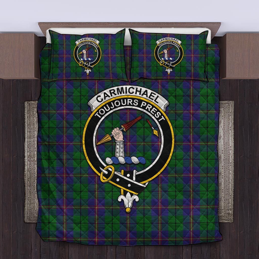Carmichael Tartan Quilt Bed Set with Family Crest King - Tartan Vibes Clothing