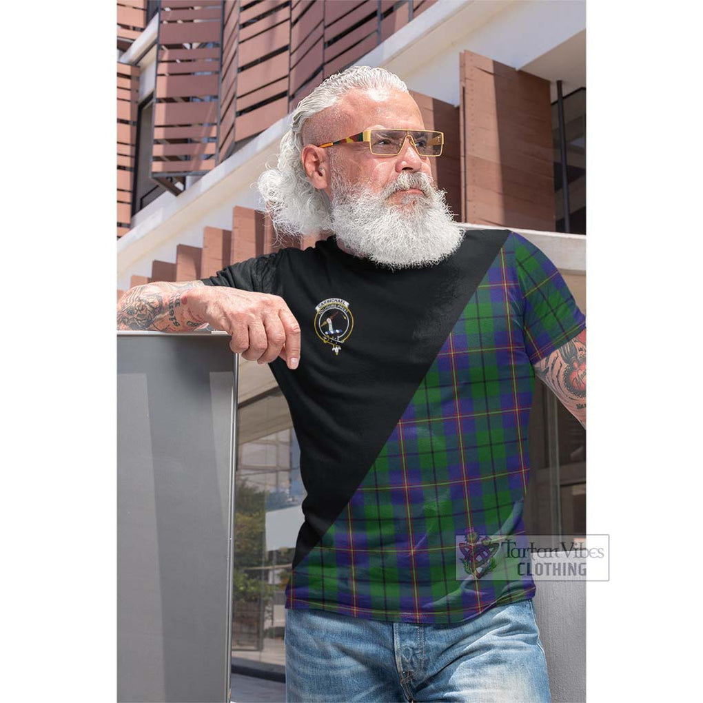 Tartan Vibes Clothing Carmichael Tartan Cotton T-shirt with Family Crest and Military Logo Style