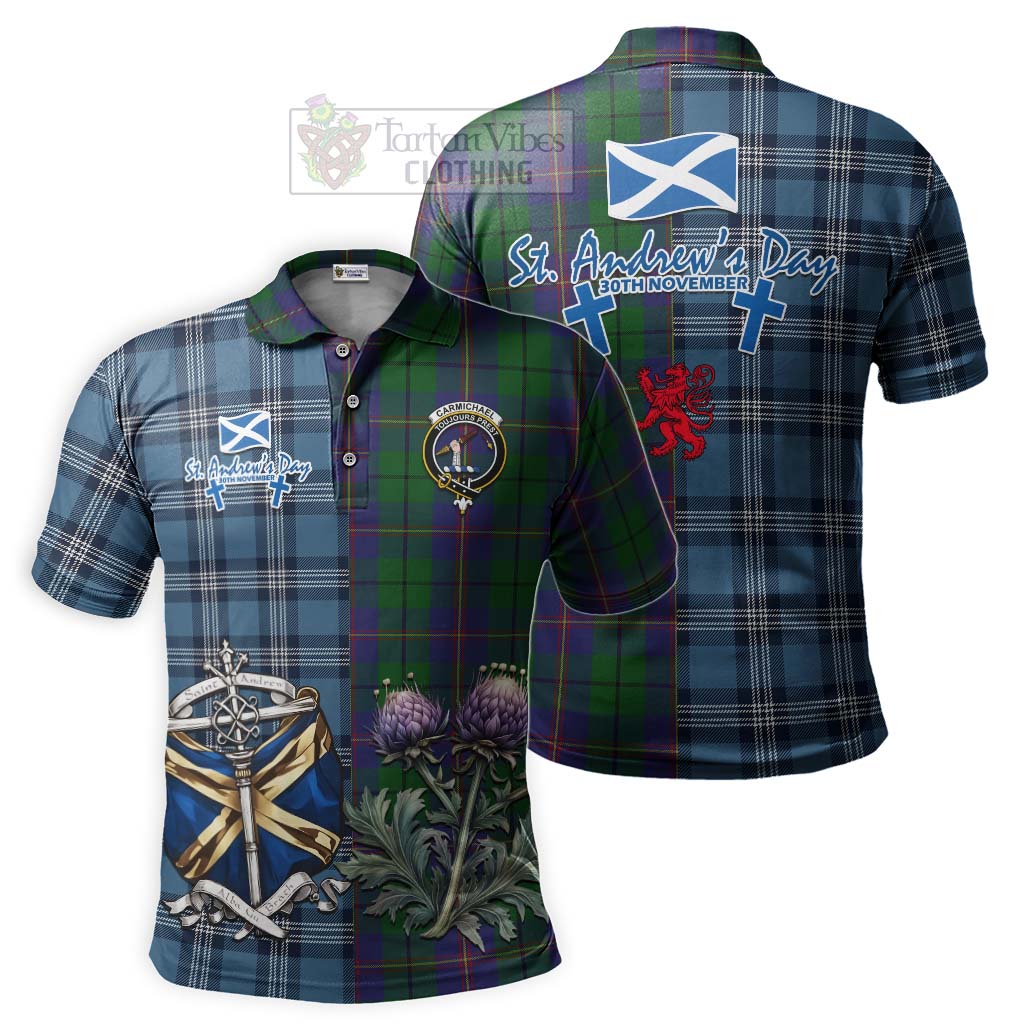 Tartan Vibes Clothing Carmichael Tartan Polo Shirt Happy St. Andrew's Day Half Tartan Style