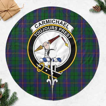 Carmichael Tartan Christmas Tree Skirt with Family Crest 47*47 inch - Tartan Vibes Clothing