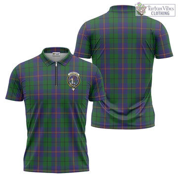 Carmichael Tartan Zipper Polo Shirt with Family Crest