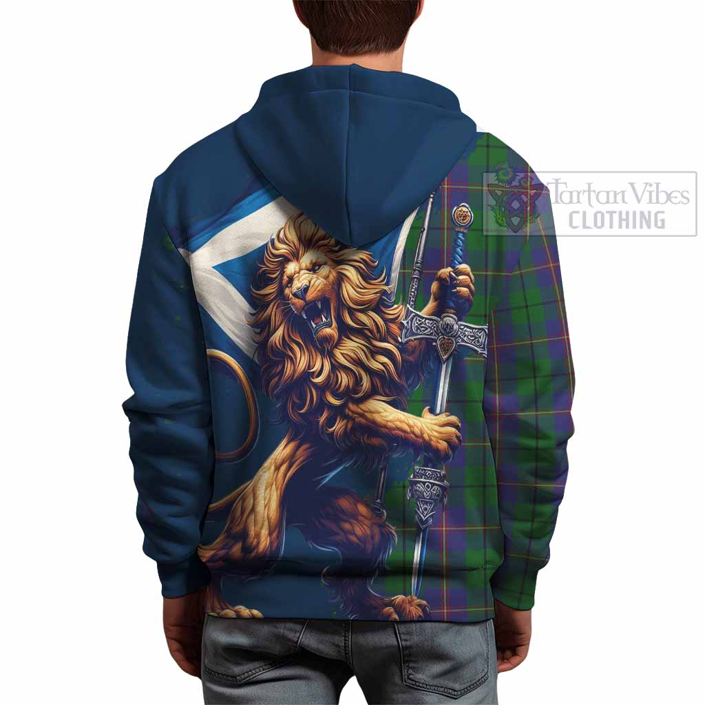 Tartan Vibes Clothing Carmichael Tartan Family Crest Hoodie with Scottish Majestic Lion