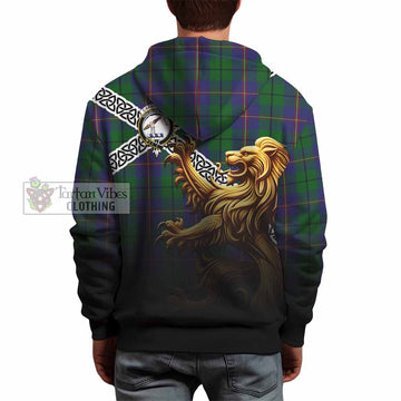 Carmichael Crest Tartan Hoodie with Golden Lion Emblem Celtic Style - Tartan Vibes Clothing