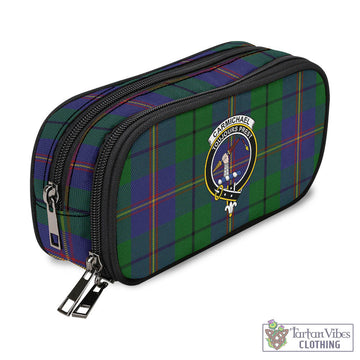 Carmichael Tartan Pen and Pencil Case with Family Crest