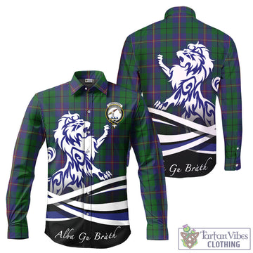 Carmichael Tartan Long Sleeve Button Up Shirt with Alba Gu Brath Regal Lion Emblem