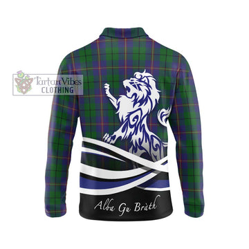 Carmichael Tartan Long Sleeve Polo Shirt with Alba Gu Brath Regal Lion Emblem