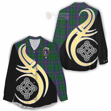 Carmichael Tartan Women's Casual Shirt with Family Crest and Celtic Symbol Style