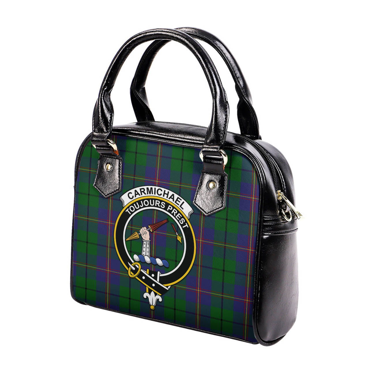 Carmichael Tartan Shoulder Handbags with Family Crest - Tartanvibesclothing