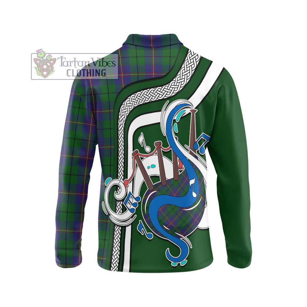 Tartan Vibes Clothing Carmichael Tartan Long Sleeve Polo Shirt with Epic Bagpipe Style