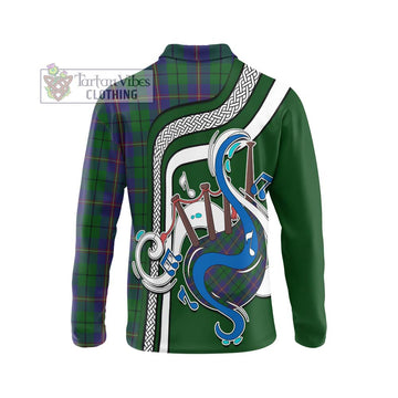 Carmichael Tartan Long Sleeve Polo Shirt with Epic Bagpipe Style