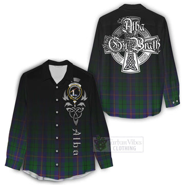 Carmichael Tartan Women's Casual Shirt Featuring Alba Gu Brath Family Crest Celtic Inspired