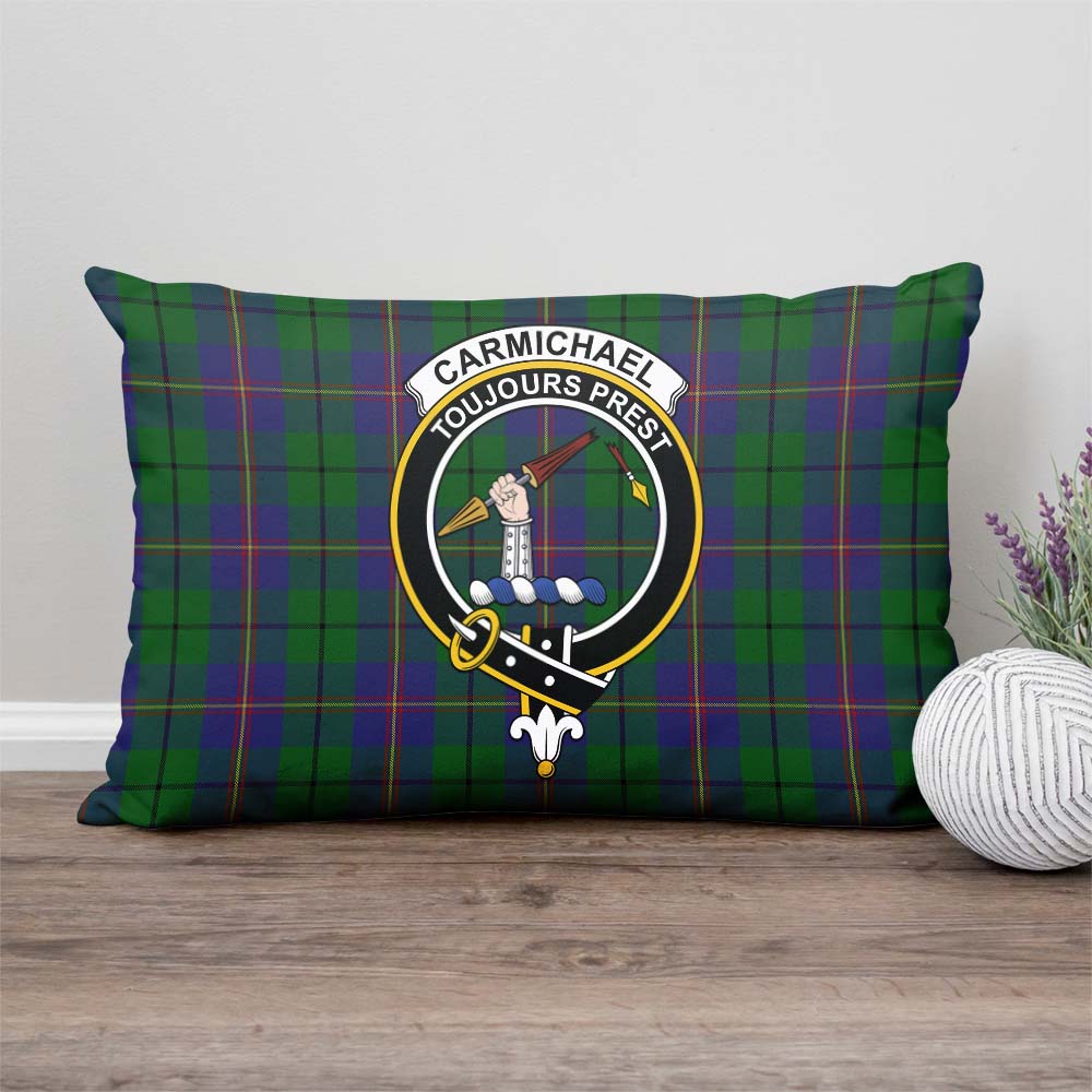 Carmichael Tartan Pillow Cover with Family Crest Rectangle Pillow Cover - Tartanvibesclothing