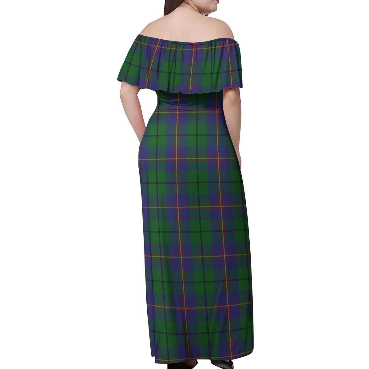 Carmichael Tartan Off Shoulder Long Dress - Tartan Vibes Clothing
