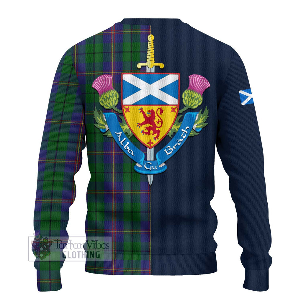 Tartan Vibes Clothing Carmichael Tartan Knitted Sweater with Scottish Lion Royal Arm Half Style